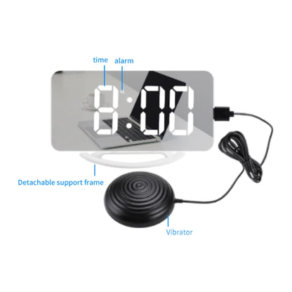 LED Vibration Mirror Alarm Clock Strong Vibrating Reminder Shaker for Deaf Hearing Impaired Heavy Sleepers Night Light Snooze