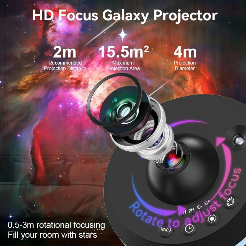 4K Galaxy Star Projector with 13 Replaceable Discs – 360° Rotation, HD Planetarium Night Light
