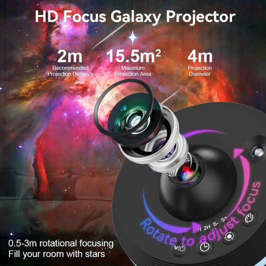 4K Galaxy Star Projector with 13 Replaceable Discs – 360° Rotation, HD Planetarium Night Light